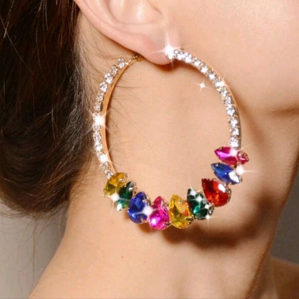 Radiant Rainbow Hoop Earrings